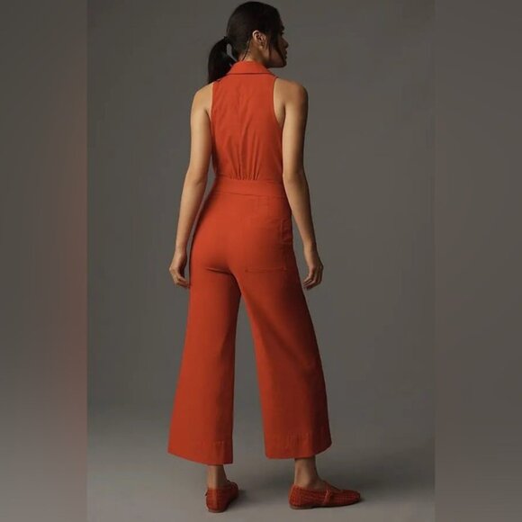 ANTHROPOLOGIE MAEVE MAGIC FABRIC HALTER JUMPSUIT IN RED - SIZE 8 - Picture 2 of 4